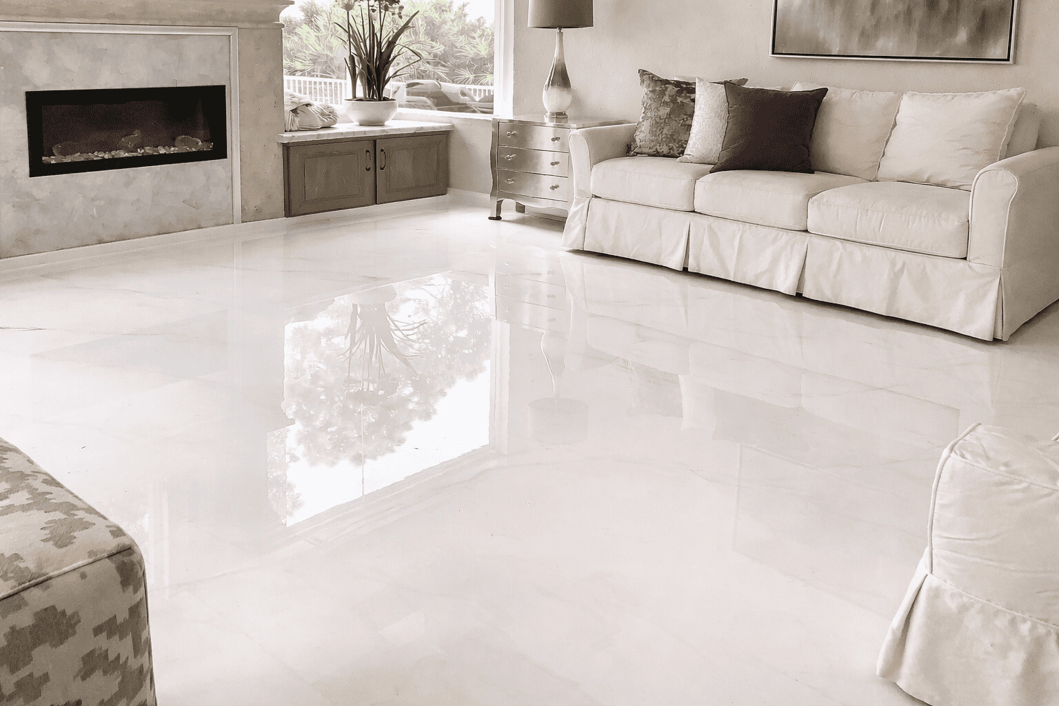 Epoxidová podlaha v obývacím pokoji